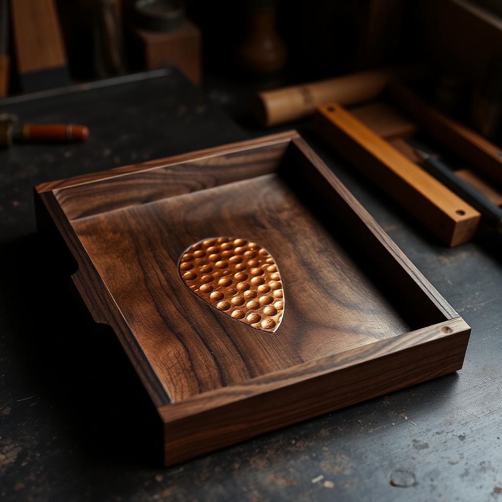 Walnut + Copper Desk Tray